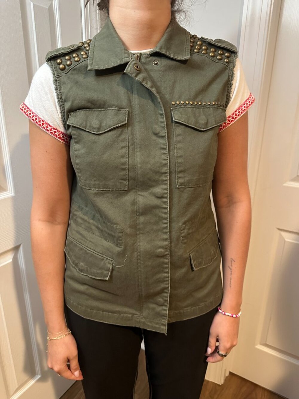 Rolling Stones Voodoo Lounge Green Studded Vest - Picture 3 of 4